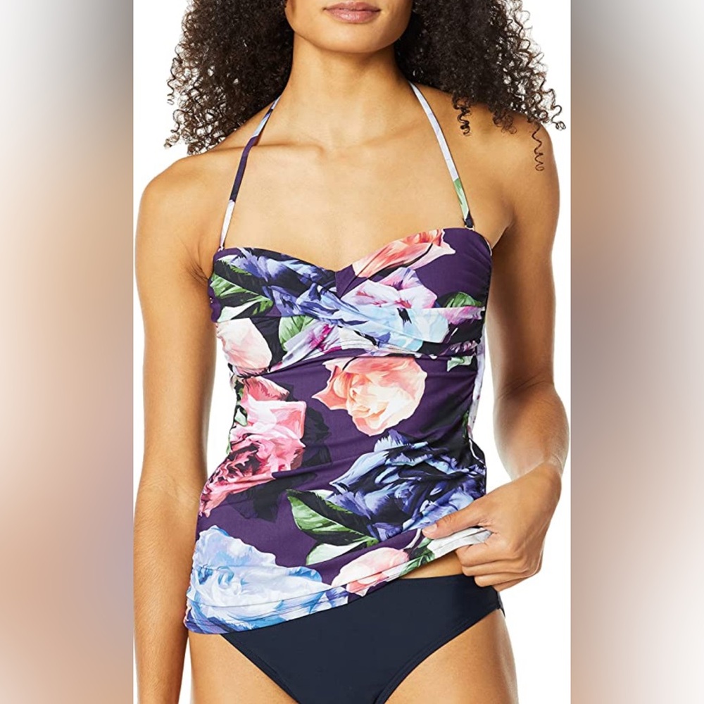 La Blanca Women’s Bandeau Tankini Swimsuit Top Size 8